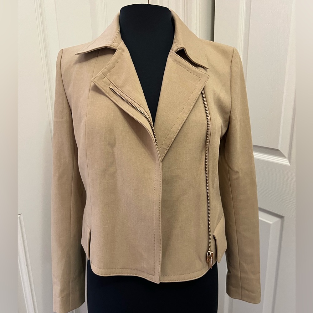 Ann Taylor Women’s Tan Zippered Lined Blazer Jacket